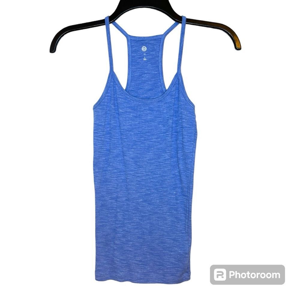 SO Juniors Blue Ribbed Fitted Racerback Tank Top Size Small
